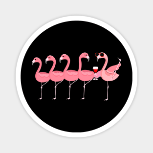 Wine And Flamingo Magnet